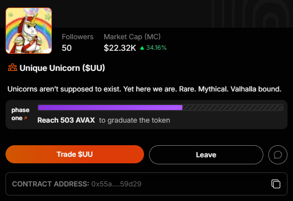 Sir Cluxalott (@sircluxalott) on Twitter photo 24 hours since launch.
$22k MC.
$50k+ in volume.
50 followers in the Arena.
350+ followers on twitter account. <a href="/UU_Avax/">UniqueUnicorn_AVAX</a>
50+ members in TG. t.me/UU_Avax
25+ premade memes. avaxaligned.com
Unlimited Upside - The $UU unicorn will keep building and progressing. 24 hours since launch.
$22k MC.
$50k+ in volume.
50 followers in the Arena.
350+ followers on twitter account. <a href="/UU_Avax/">UniqueUnicorn_AVAX</a>
50+ members in TG. t.me/UU_Avax
25+ premade memes. avaxaligned.com
Unlimited Upside - The $UU unicorn will keep building and progressing.