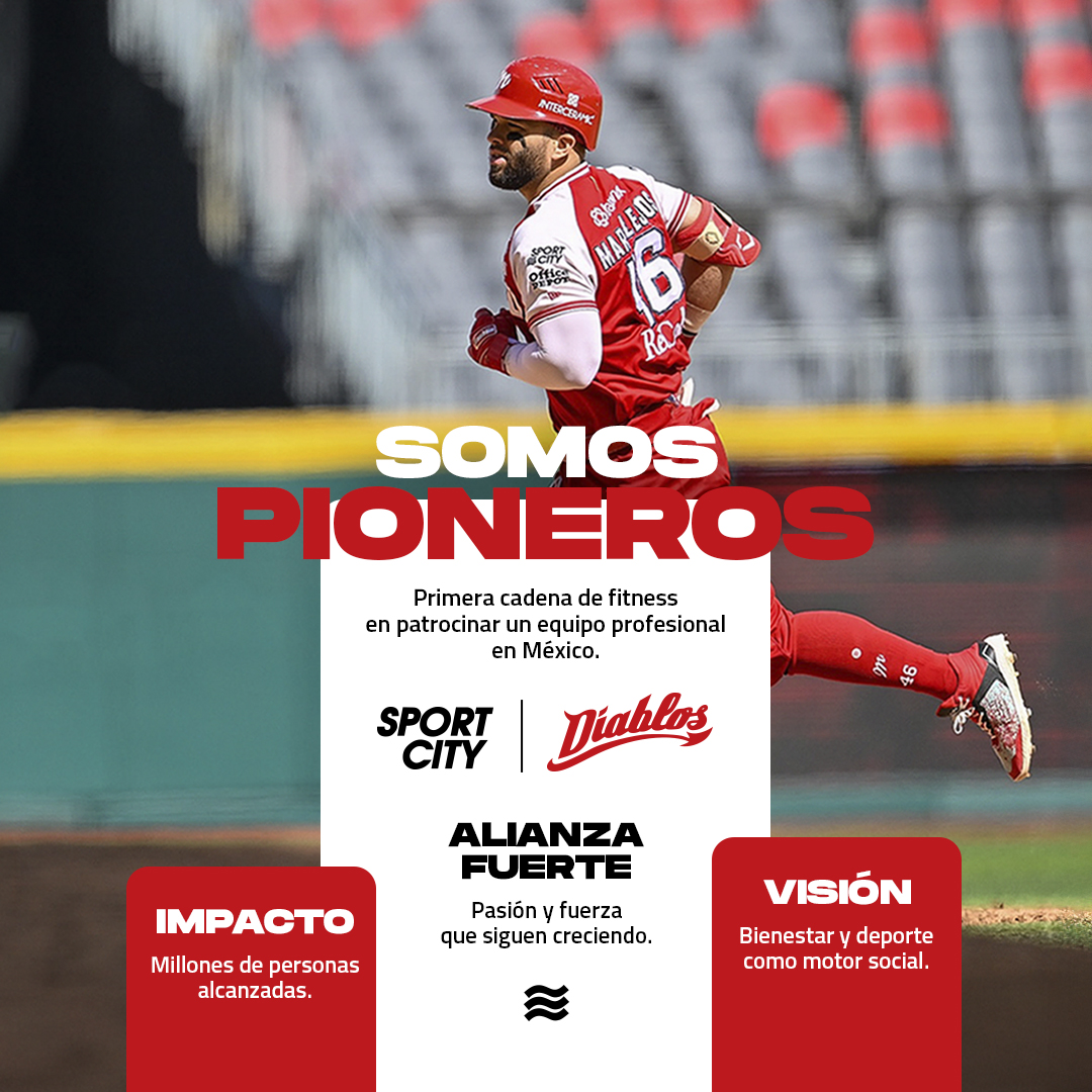 Sport City x <a href="/DiablosRojosMX/">DiablosRojosMX</a>  ⚾💪
 Primera cadena de fitness en México en patrocinar un equipo profesional.
 Una alianza que une tradición, energía y bienestar:
 ✅ Fitness y deporte profesional
 ✅ Bienestar dentro y fuera del estadio
 ✅ Inspiración para nuevas audiencias