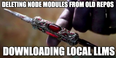 There's basically a race between npkill deleting stuff and ollama downloading stuff on my machine right now