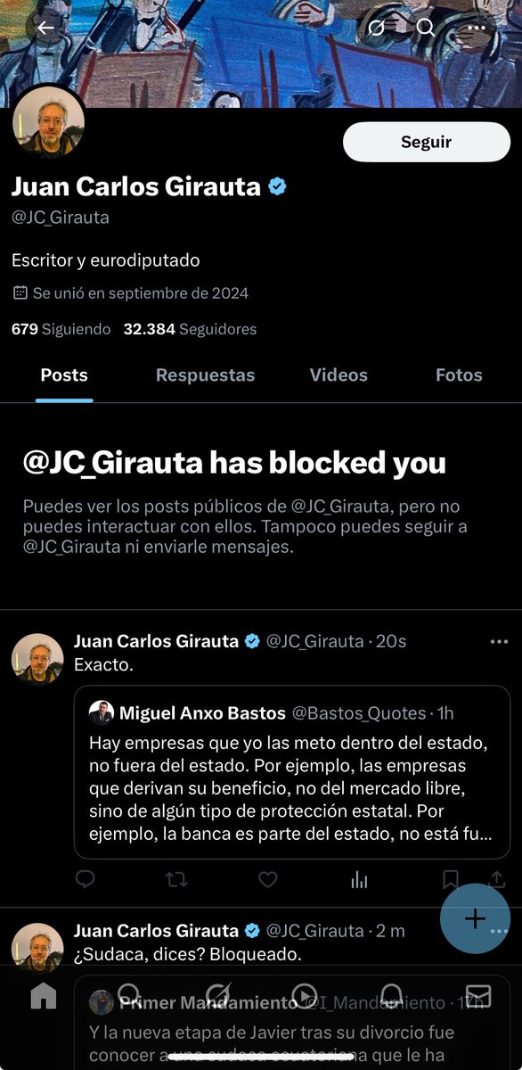 En que momento este borracho me ha bloqueado, si nunca le he insultado. Vaya día de éxitos.