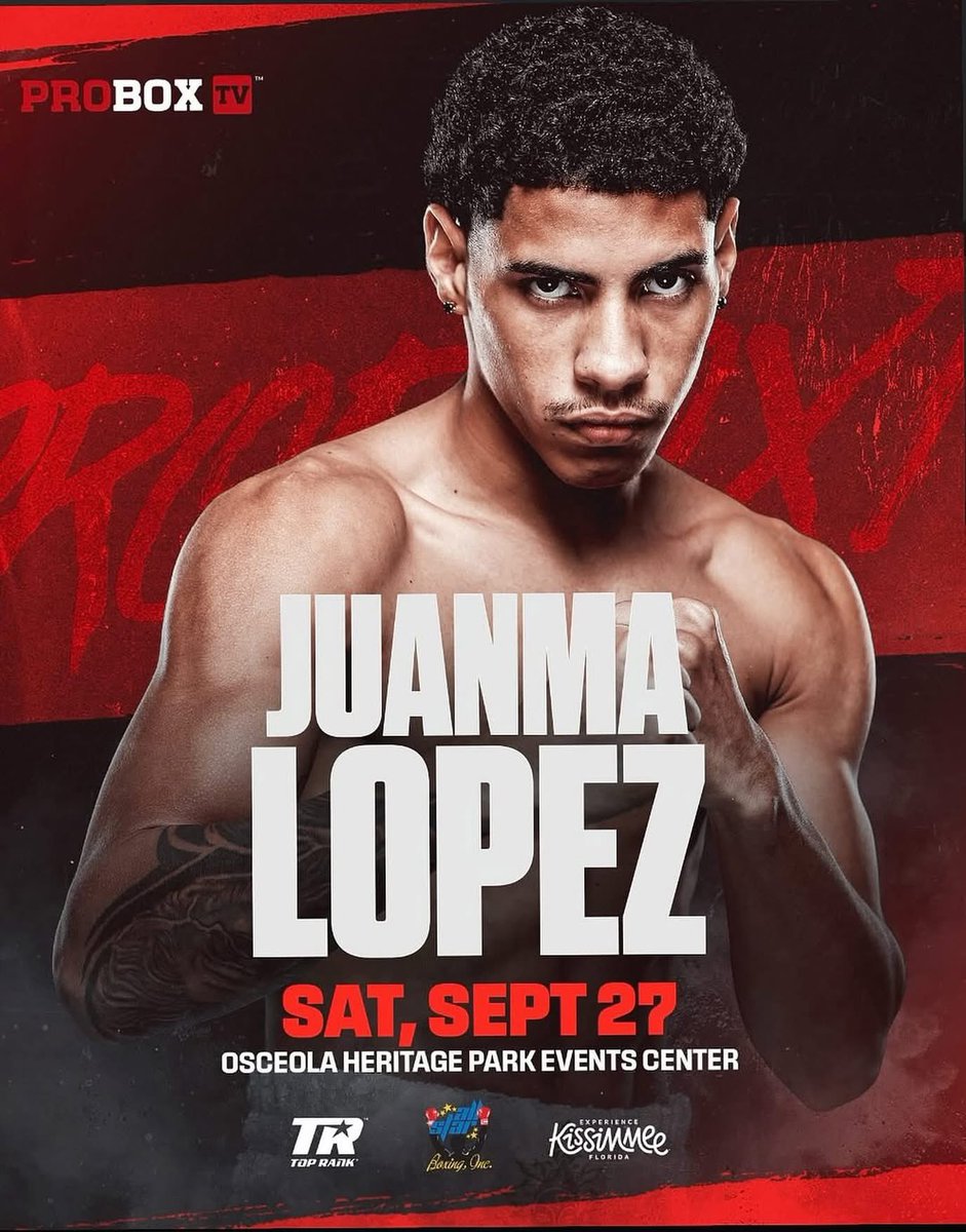linares_ca_93's tweet image. REGRESA JUANMITA 🔥

Juanma López (3-0 2KOs) regresa el próximo 27 de septiembre en cartelera presentada por #Probox En Kissimmee, FL. 

#BoxeoPuertoRico