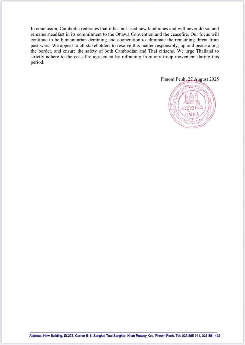 #CMAA Statement in Response to #Thailand's Baseless Allegation on New #Mine-Planting