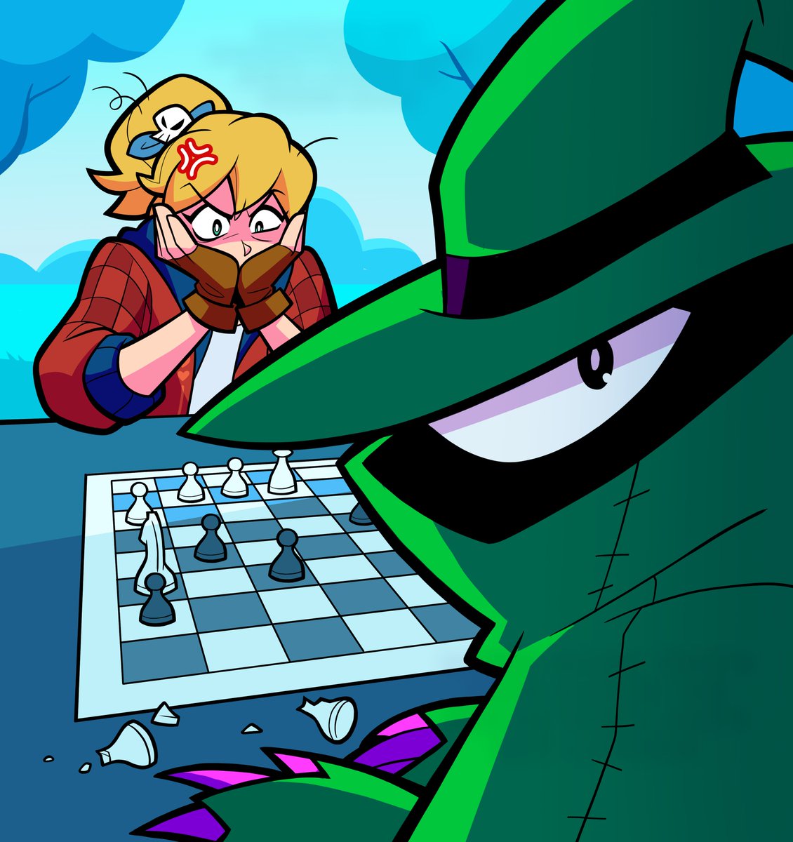 Pro tip: eating chess pieces while opponent is distracted is how real grandmasters play.