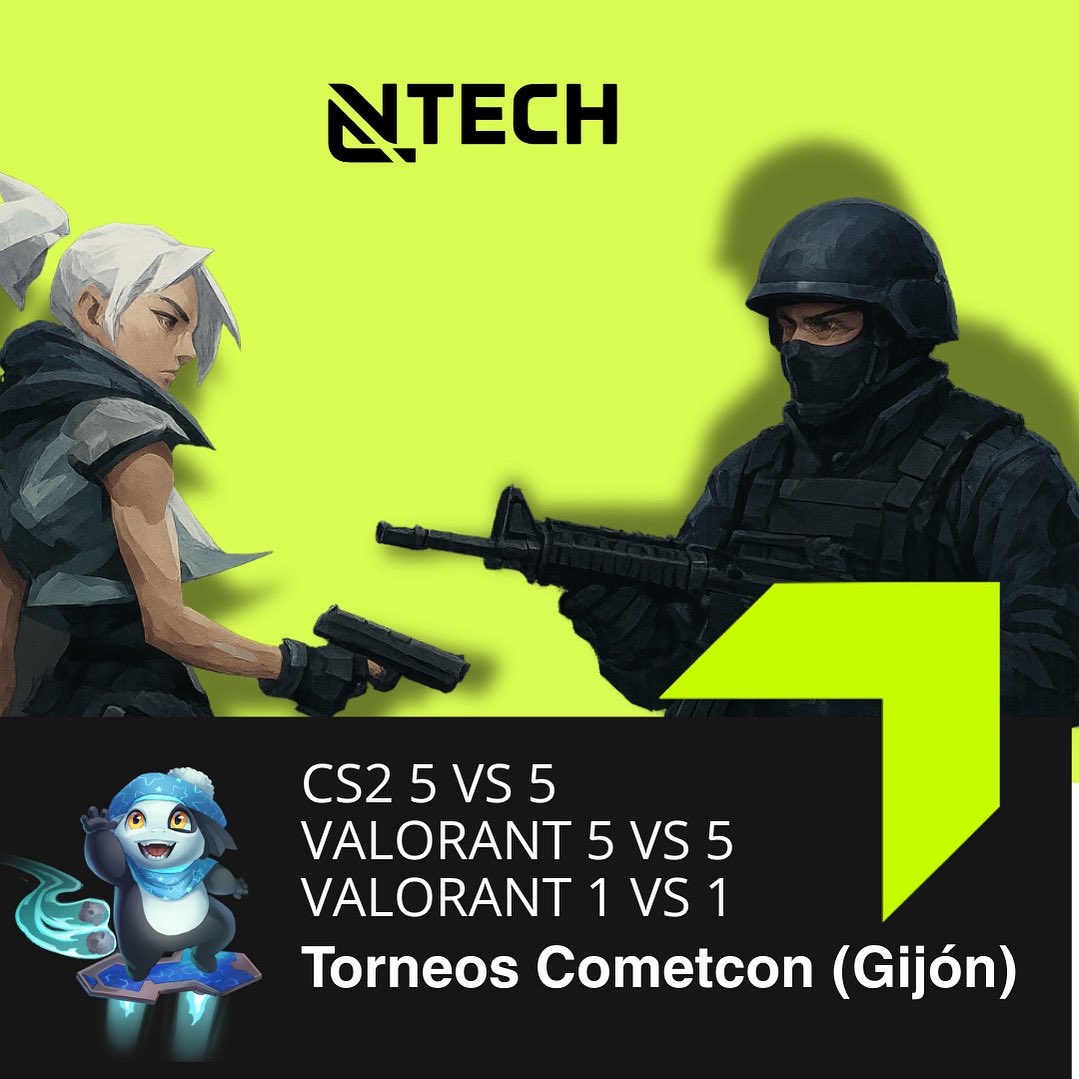 🎮🔥 ¡TORNEOS en <a href="/CometConES/">CometCon Asturias</a> by  <a href="/NLtech_eSports/">NL Tech eSports</a> ! 🔥🎮
📍 Gijón , del 5 al 7 de septiembre

⚔️ CS2 (5vs5) – ¡Sólo 2 plazas disponibles!
⚔️ VALORANT (5vs5) – ¡Quedan 3 plazas!
⚔️ VALORANT - ¡Plazas abiertas!

📲 ¡Apúntate ya y asegura tu lugar!
👉 cometcon.org/25/videojuegos…