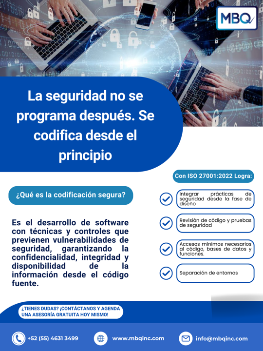 MBQ_Group's tweet image. Un error de código hoy puede ser una brecha de datos mañana. Asegura tu software desde el inicio con ISO 27001. En MBQ, te ayudamos a proteger la información de tus clientes.
¡Contactanos!
🌐mbqinc.com | 📞+52 (55) 4631 3499

#Ciberseguridad #ISO27001 #SoftwareSeguro