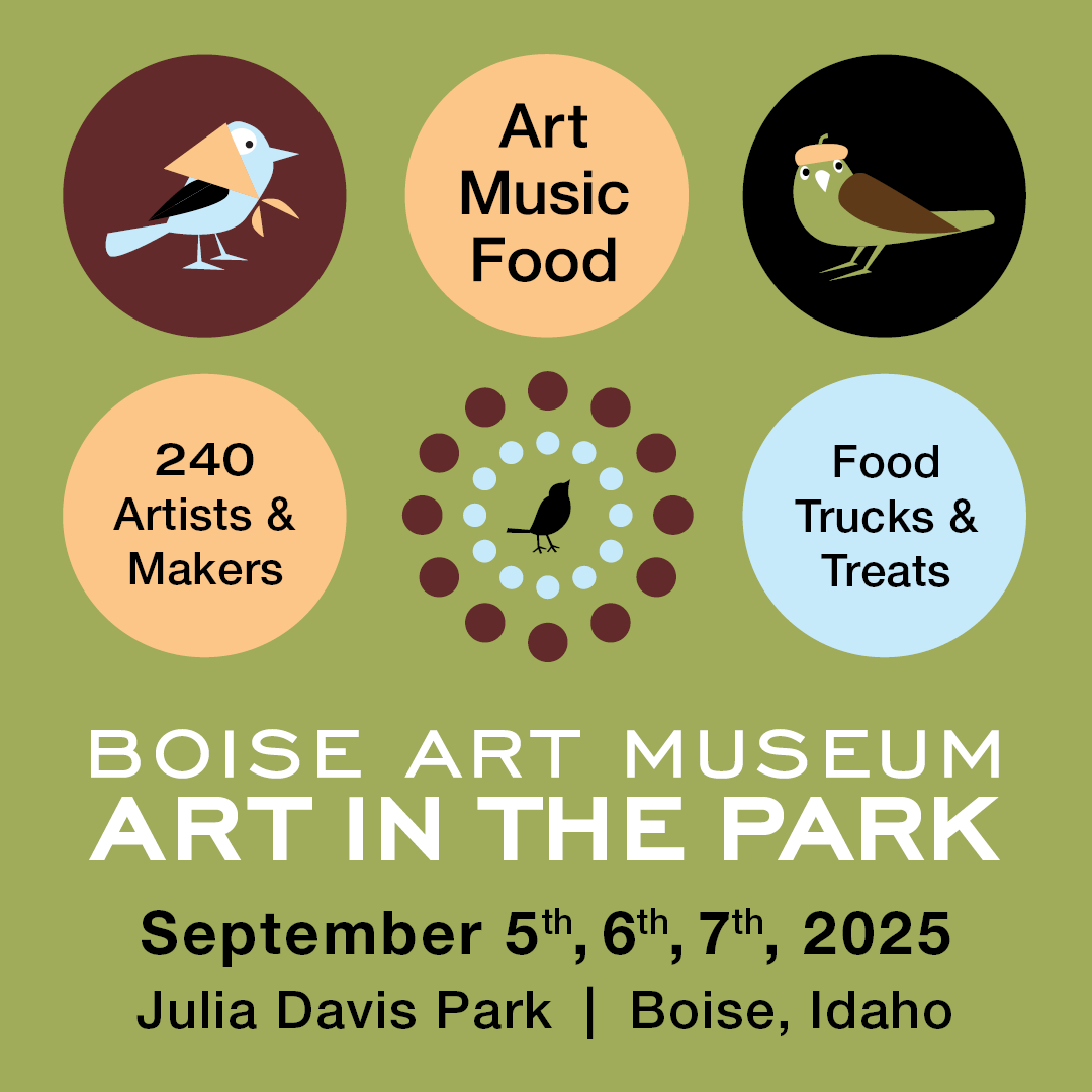 Art in the Park starts FRIDAY! Visit our website to get all the details about this year’s event, including the full list and locations of 240 artists’ booths, 30 food trucks, and the live entertainment line up in the Gene Harris Bandshell.
boiseartmuseum.org/art-in-the-par…