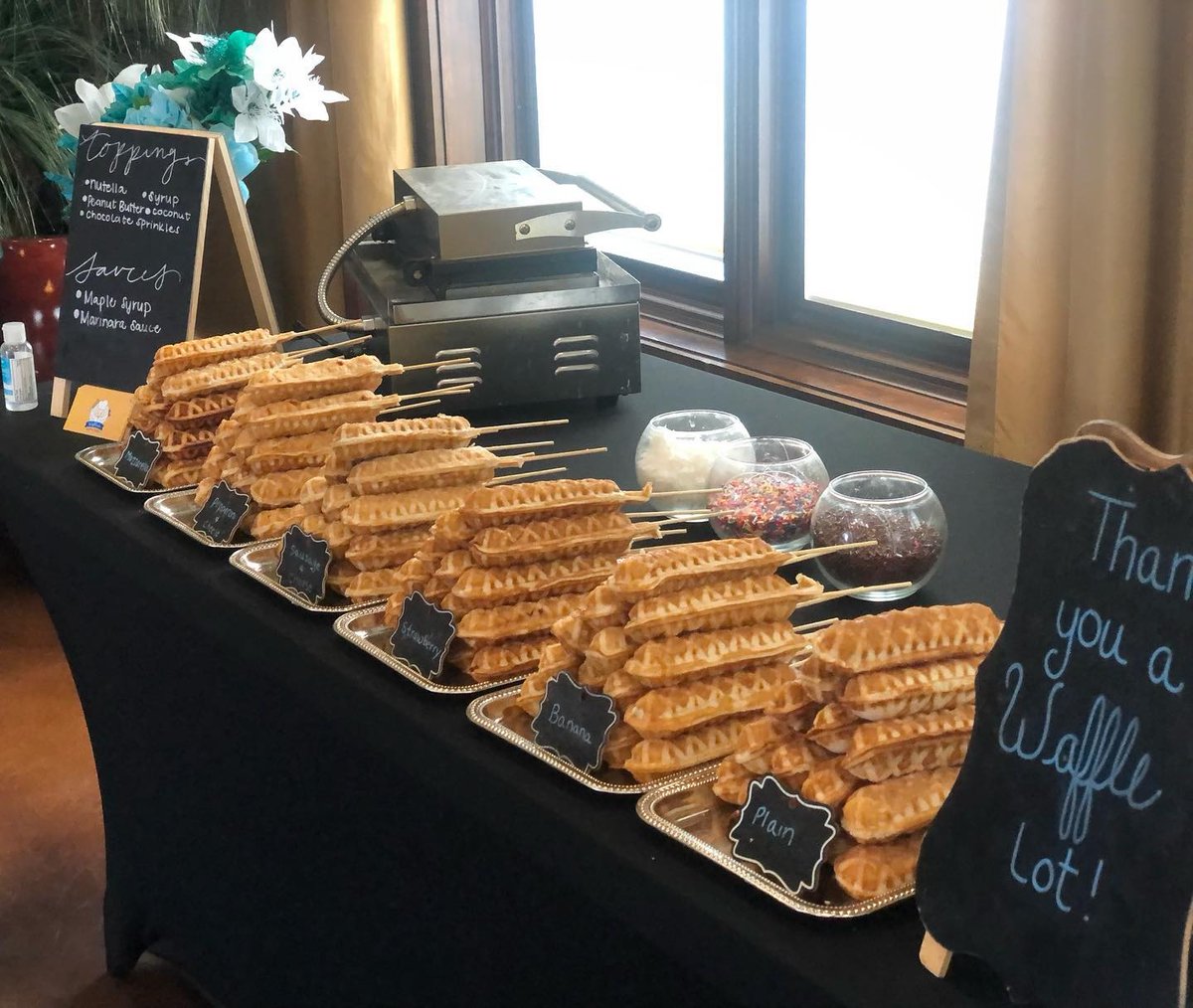 It's been awhile since our last post! Here to remind everyone of our specialized catering! Sweet and Savory Stuffed Waffles on a stick! Book with us today! wafflerita.com/book