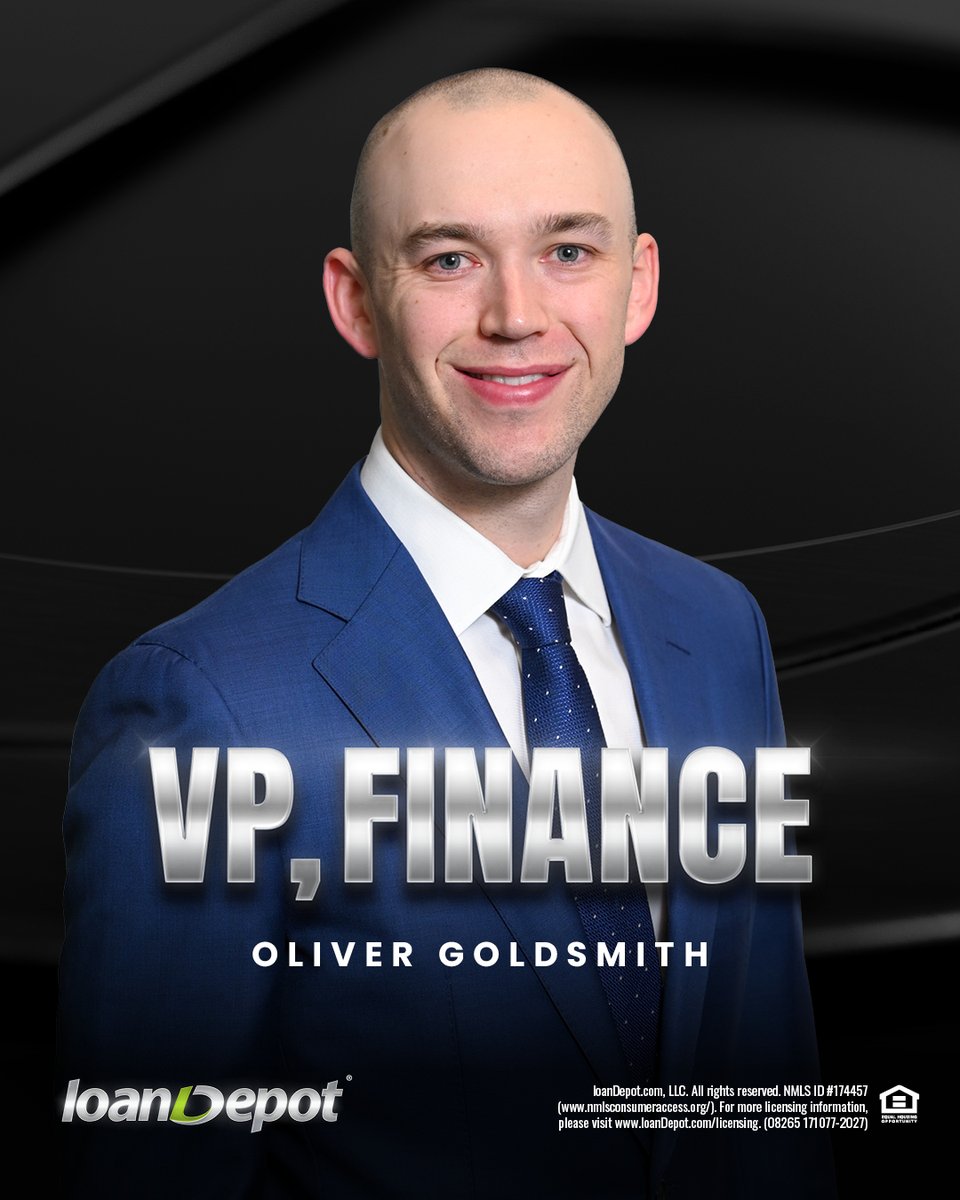 Congrats to Oliver Goldsmith on his promotion to VP, Finance. Oliver began his journey with loanDepot as an intern in 2017 and has quickly risen through the ranks. #NEXT365 #LetsGo #TeamloanDepot #HomeMeansEveryting