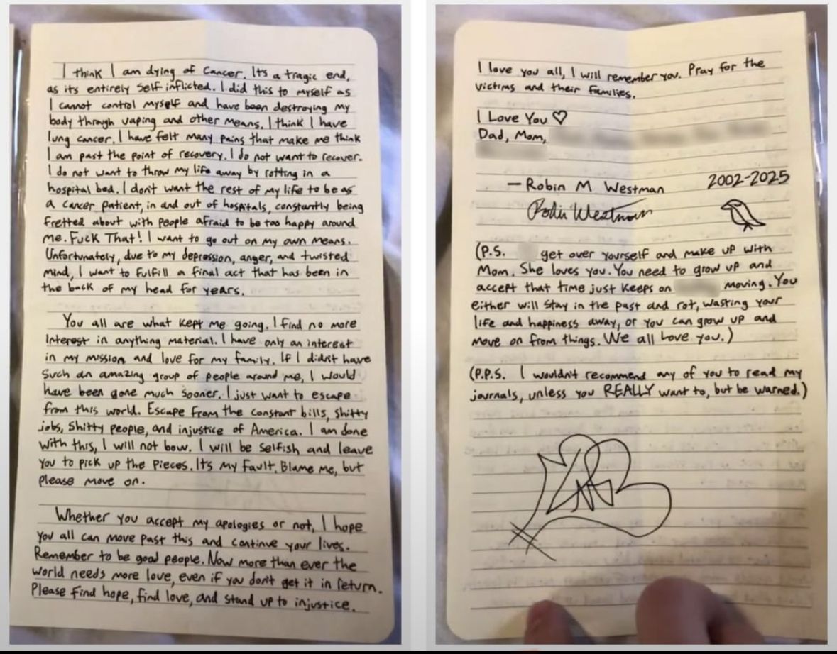 “I hate those entitled, penny-sniffing k-kes.”

That's what Robin Westman, the shooter who targeted a church full of children, had written in their journal, according to the New York Post.

The murderer also wrote: "If I will carry out a racially motivated attack, it would be