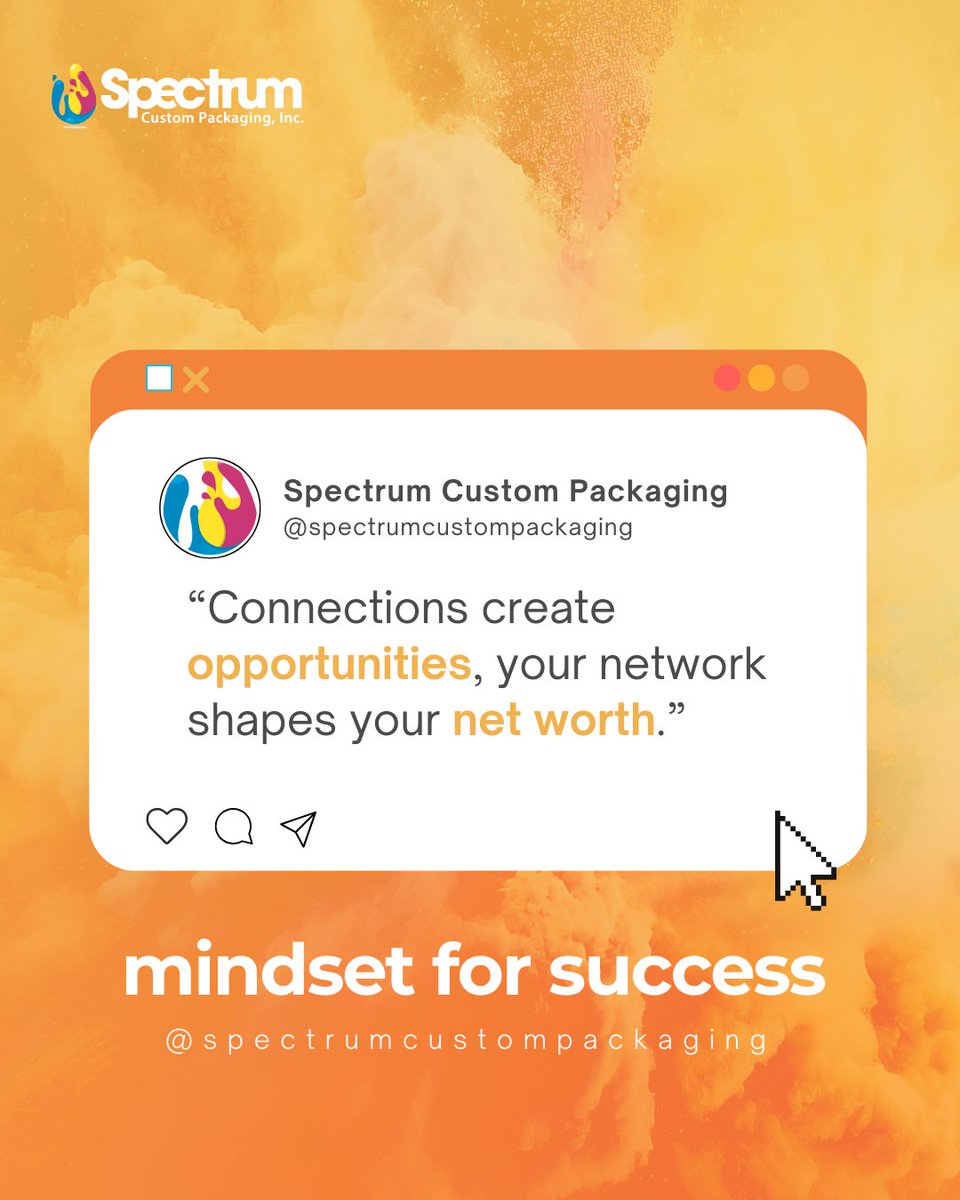 spectrumpkg_inc's tweet image. The people you surround yourself with can inspire, challenge, and open doors to new opportunities. Build genuine relationships and your network will always be one of your greatest assets. 🌟

#NetworkToNetWorth #ConnectionsMatter #SuccessMindset #MindsetForSuccess
