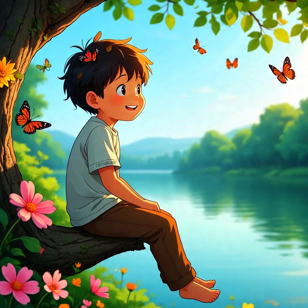 I saw this image and it reminded me what childhood was like,

where we got happy over the smallest things.

We were innocent and saw the beauty in everything.

Life was biscuits, ice cream and play.
