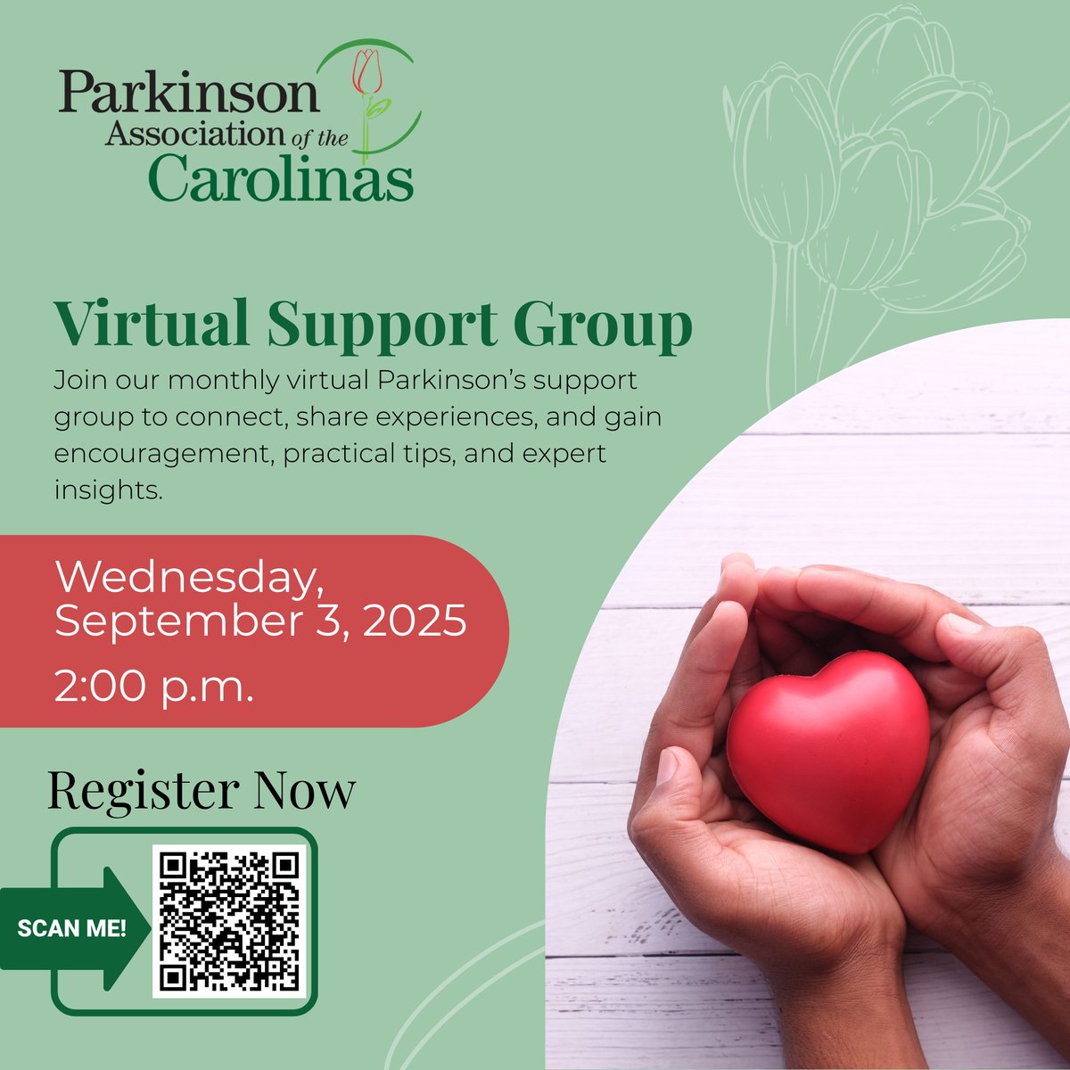🌟 PAC’s Virtual Support Group 🌟
📅 Sept 3 | 🕑 2–3 PM ET | 📍 Zoom

Topic: “Share Your Experiences with Sleep” 💤
An open roundtable to connect, share, &amp; support. FREE &amp; open to all!

👉 Register: parkinsonassociation.org/event/virtual-…

#PAC #VSG