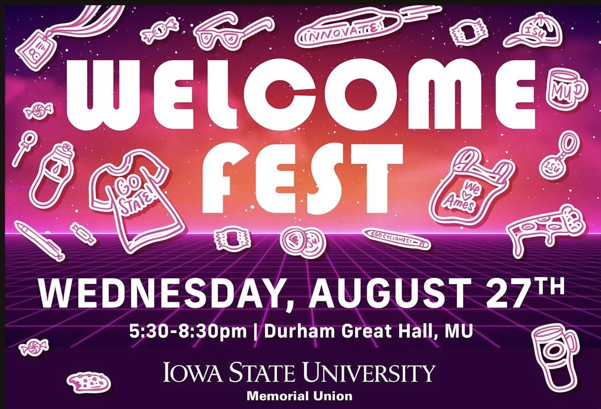 ISU_Library's tweet image. We’re a #WelcomeFest #GoldSponsor!
Stop by the @IowaStateU #Library table from 5:30-8:30 p.m. this evening. Find us just inside the entrance to the Great Hall at the @my_isu_mu.
Welcome back, #Cyclones!❤️💛