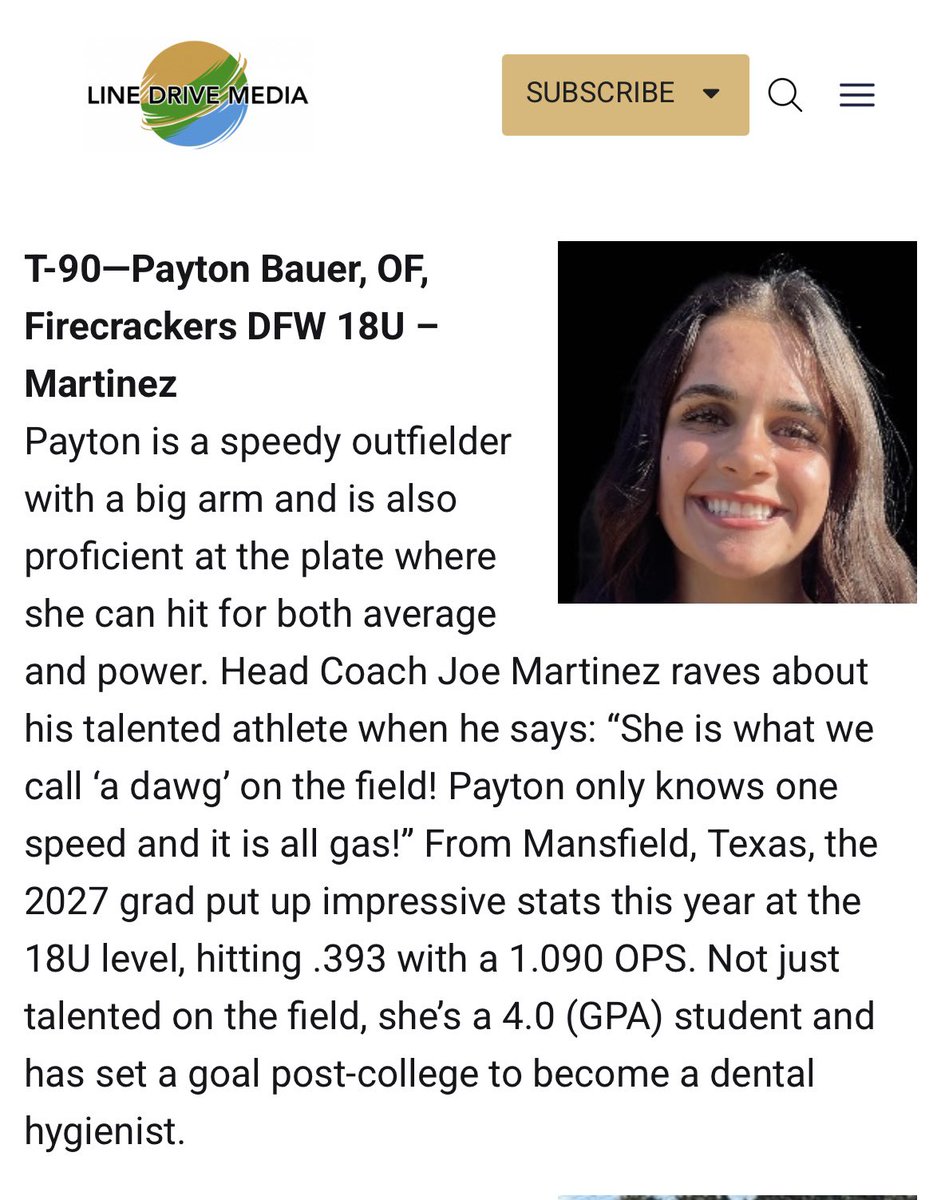 DfwFirecrackers's tweet photo. 🗣️HUGE CONGRATS to two of our 2027’s for cracking the @LineDsoftball  2027 Hot 100 Player Rankings!! All Gas @Jacie_2008 and @Payton_Bauer03 ! ⛽️💪 #GasGirls #FCDFWMtz18s @DvilleSoftball @lakeridgesb https://t.co/F2LRVJ0UJQ