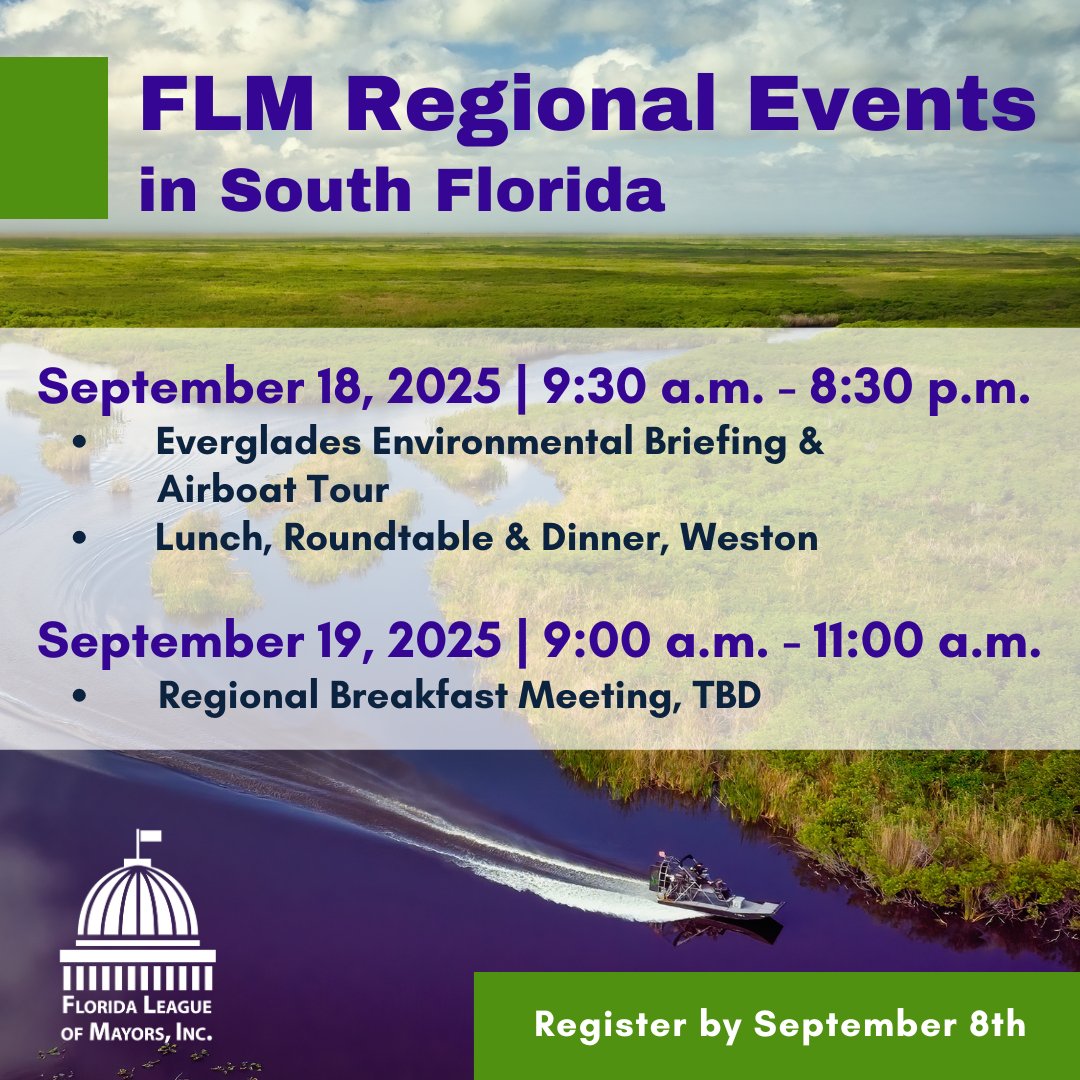 Join us for the first round of FLM Regional Events for the new program year! 

This time we're heading to South Florida for two days of networking and insights. 

Register by Monday, September 8, at bit.ly/4n1UpqT.