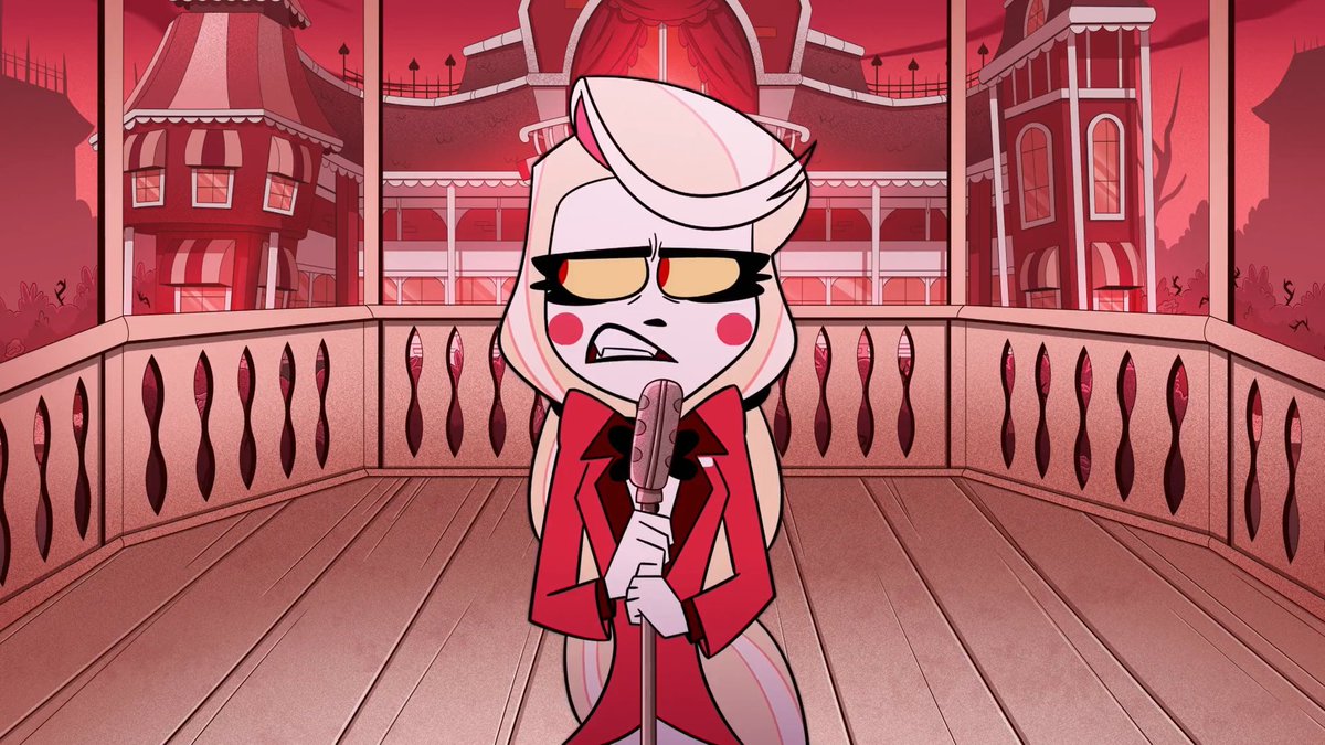 There's potential for a funny joke here. After Vox calls Charlie a dictator, some sinners who were skinheads when they were alive show up at the hotel. Charlie sees this and instantly emphasizes that she's not a dictator or anything like that. They get disappointed and leave