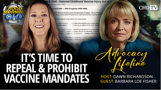 Dawn Richardson, Director of Advocacy for NVIC (@nvicadvocacy) on Twitter photo It’s Time to Repeal & Prohibit Vaccine Mandates! Watch Advocacy Lifeline on CHD TV where I interview Barbara Loe Fisher of NVIC on her critical commentary “Repeal Mandatory Vaccination Laws: There Are No Exemptions to Informed Consent.”
live.childrenshealthdefense.org/chd-tv/shows/a…
<a href="/NVICLoeDown/">Barb Loe, NVIC</a> It’s Time to Repeal & Prohibit Vaccine Mandates! Watch Advocacy Lifeline on CHD TV where I interview Barbara Loe Fisher of NVIC on her critical commentary “Repeal Mandatory Vaccination Laws: There Are No Exemptions to Informed Consent.”
live.childrenshealthdefense.org/chd-tv/shows/a…
<a href="/NVICLoeDown/">Barb Loe, NVIC</a>