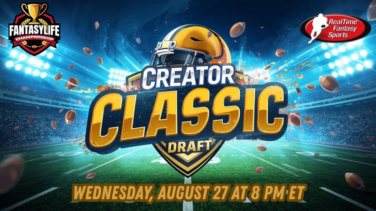 RealTime Fantasy Sports (@rtfsnews) on Twitter photo Get ready for the ultimate showdown in the Creator Classic Fantasy Life Championship Featuring top fantasy minds like <a href="/DavisMattek/">Davis Mattek</a> , <a href="/ChessLiam/">Liam Murphy</a> <a href="/rotobuzzguy/">Howard Bender</a> , <a href="/Ihartitz/">Ian Hartitz</a> , <a href="/JohnLaghezza/">John Laghezza MLB / NFL Moving Averages</a> , and <a href="/dwainmcfarland/">Dwain McFarland</a>, this championship draft isn’t just about bragging rights—it’s their shot Get ready for the ultimate showdown in the Creator Classic Fantasy Life Championship Featuring top fantasy minds like <a href="/DavisMattek/">Davis Mattek</a> , <a href="/ChessLiam/">Liam Murphy</a> <a href="/rotobuzzguy/">Howard Bender</a> , <a href="/Ihartitz/">Ian Hartitz</a> , <a href="/JohnLaghezza/">John Laghezza MLB / NFL Moving Averages</a> , and <a href="/dwainmcfarland/">Dwain McFarland</a>, this championship draft isn’t just about bragging rights—it’s their shot