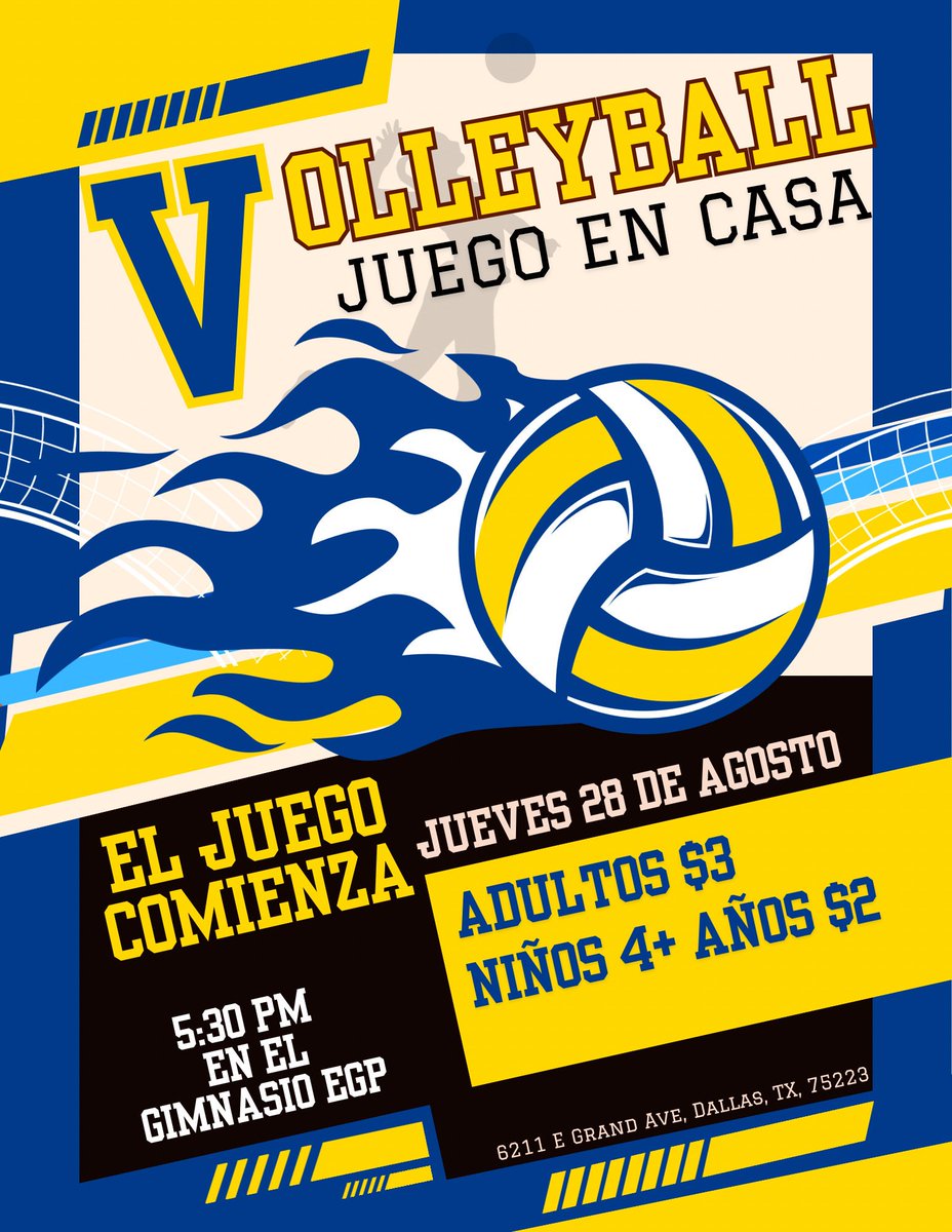 We’re excited for our upcoming volleyball home game!🎉 
Please note that entrance will be CASH ONLY at the door. 
We hope to see you here supporting our team!💙💛