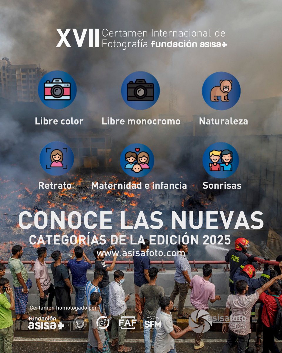 ¡Abre tu lente al mundo!

Descubre las nuevas categorías de ASISAFoto 2025:
Libre Monocromo, Libre Color, Retrato, Sonrisas, Maternidad e infancia, y Naturaleza.

Deja fluir tu creatividad, captura lo que te conmueve y participa en este certamen que celebra la diversidad visual