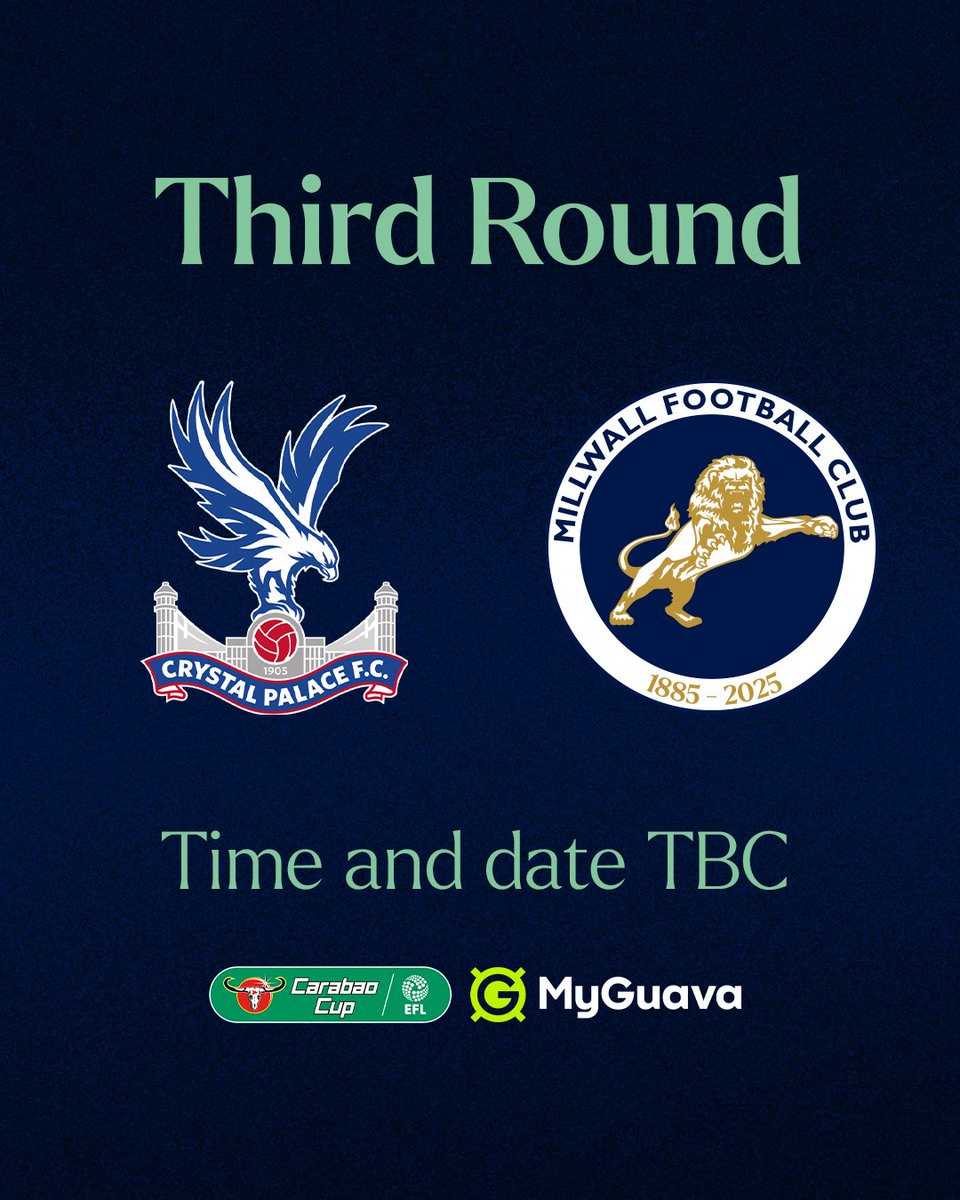We will travel to Crystal Palace in the Third Round of the Carabao Cup 🫡