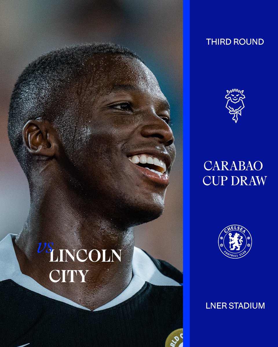 The Blues will travel to Lincoln City in the Carabao Cup third round. 🏆