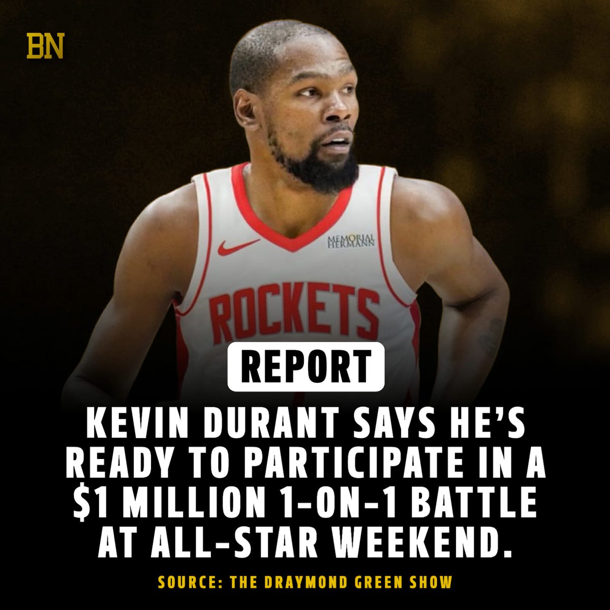 KD is ready for the smoke 💰—a $1 million 1-on-1 battle during All-Star Weekend.

Should the NBA pull the trigger on this? 🤔