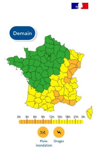 VigipreventionM's tweet photo. 🟠⛈️•La suite de la dégradation #orageuse reste entourée de nombreuses #incertitudes demain matin. Un système devrait longer les zones côtières des #BouchesDuRhône, et du #Var pouvant même s’étendre jusqu’aux #AlpesMaritimes. Dans cette configuration, la #mer encore #chaude apporte beaucoup d’#humidité, ce qui alimente l’instabilité. Celle-ci est renforcée par un courant inverse remontant vers les #côtes, accentuant les risques.
⚡️Cette #instabilité rend difficile la localisation précise des zones les plus touchées (terre/mer). En revanche, un point semble plus sûr : le #Var paraît particulièrement exposé en cas de violente dégradation #orageuse. Certains secteurs pourraient recevoir plus de 80 mm de #pluie en seulement 3 heures, ce qui augmenterait nettement le risque d’#inondations, à l’image de celles observées au #Lavandou il y a quelques mois.
{@ VigiMeteoFrance - @ meteofrance}