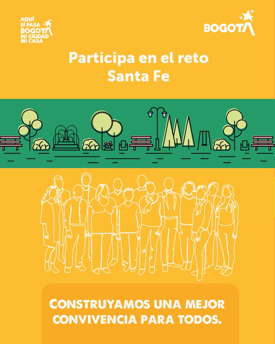 #AquíSíPasa 

🌍 ¡Por una convivencia para todos en Santa Fe! 🏙️

✨ Participa en el reto ciudadano para promover:
♻️ El cuidado de los espacios públicos
🗑️ El manejo responsable de las basuras
🐾 El compromiso con nuestras mascotas

👉 Aquí: 🔗 bogotaabierta.gov.co/short-url/PnIw…