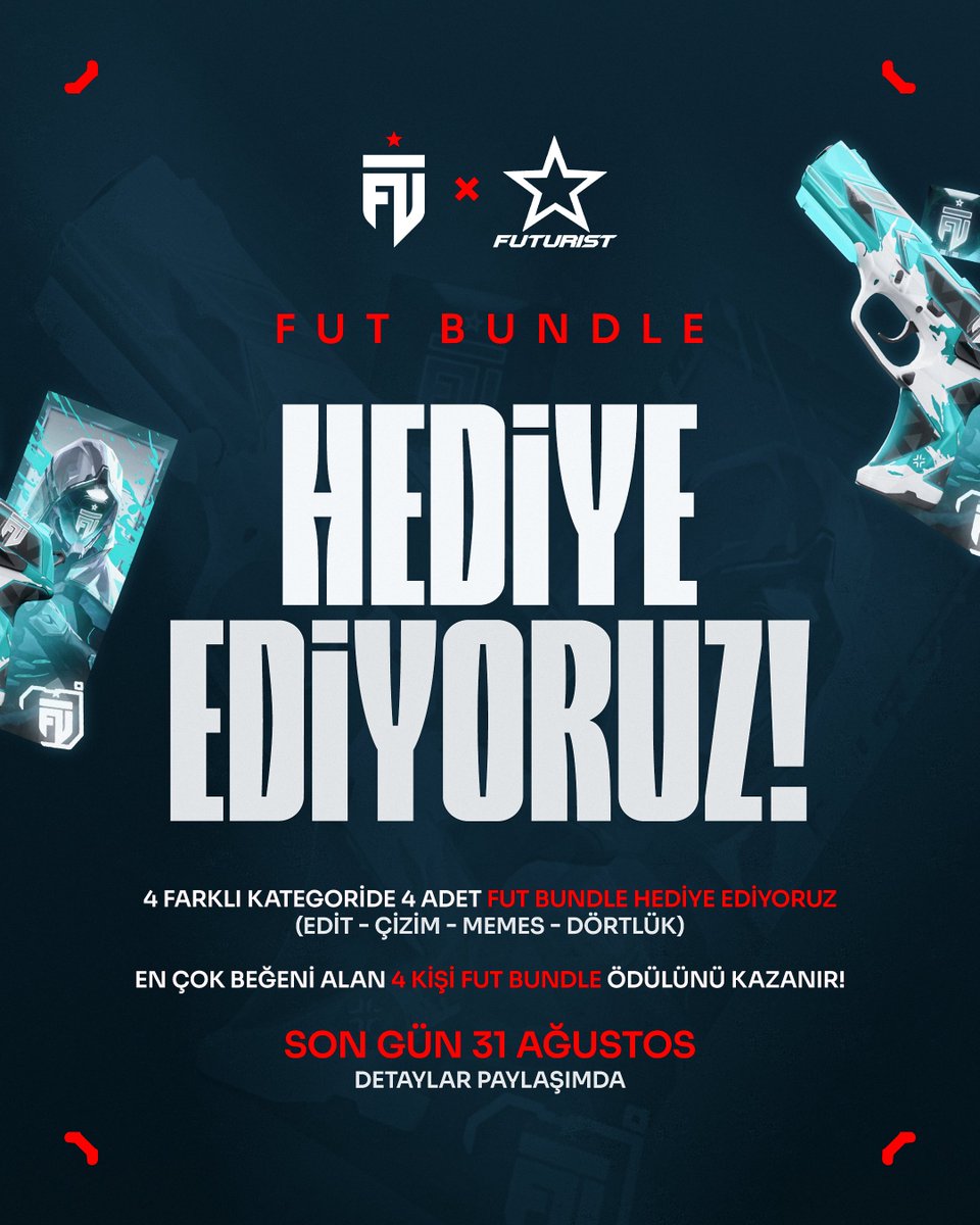 FUTURIST üyelerine 4 adet FUT Bundle hediye ediyoruz!

Arkadaşlarınıza Team Capsule hediye etme özelliğinin aktif edilmesinin şerefine takımımız FUT Esports'la gerçekleştirdiğimiz bu etkinlikte 4 farklı kategoride 4 FUT Bundle hediye ediyoruz! Bu paylaşımın altına;

- FUT
