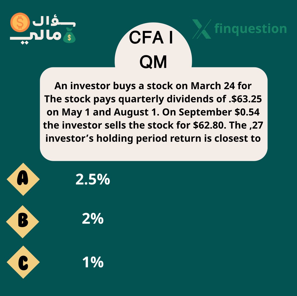 سؤال اليوم CFA I

شاركنا الإجابة الصحيحة وطريقة الحل 👇