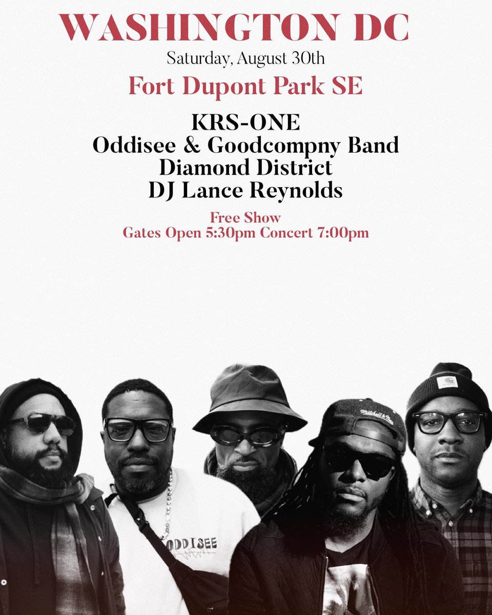 ODDISEE's tweet image. Washington, DC Free show this Saturday ✊🏾 KRS-ONE, Diamond District &amp;amp; GoodCompny Band