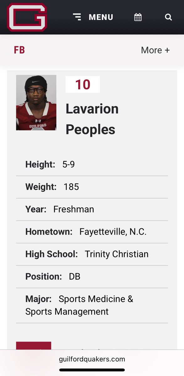Trinity Christian Football Page (@tcs_fb) on Twitter photo #ALumLove Graduate Defensive Back <a href="/LPll32/">Lavarion Peoples 🏈⭐️</a> Lavarion Peoples At <a href="/GuilfordFB/">Guilford College Football</a> #ALumLove Graduate Defensive Back <a href="/LPll32/">Lavarion Peoples 🏈⭐️</a> Lavarion Peoples At <a href="/GuilfordFB/">Guilford College Football</a>
