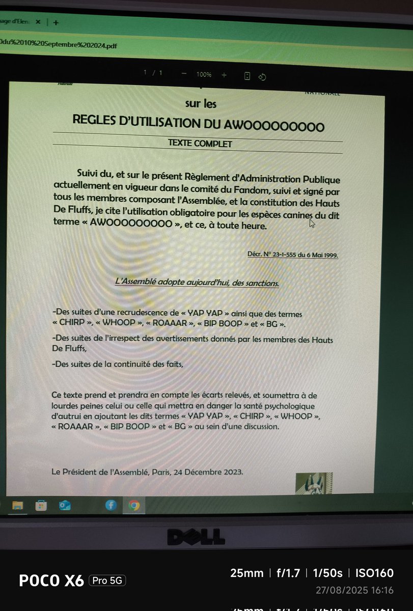 Le 10 septembre est aussi la journée où ça fera un an que la loi qui oblige le terme " Awoo " est entrée en vigueur le 10 septembre 2024