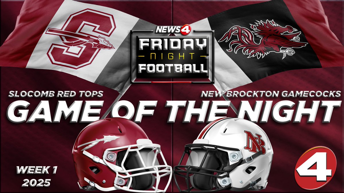 Our Week 1 Friday Night Football Game of the Night features the New Brockton Gamecocks hosting the Slocomb Red Tops as the new high school football season revs up.

Keep an eye out this evening on News4 at 6 as News4's Sarah Sims previews this week's Game of the Night.