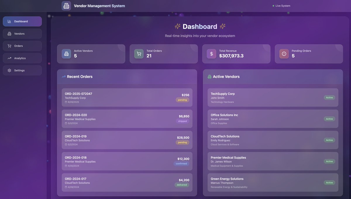 Taskade's tweet photo. Here's a vendor management dashboard with a built in high-level automation created by #taskadegenesis 

Previously, such complicated automations were a skill limited to our power-users. With Genesis, all you need is a prompt, and an idea. https://t.co/lb9HVsjV23
