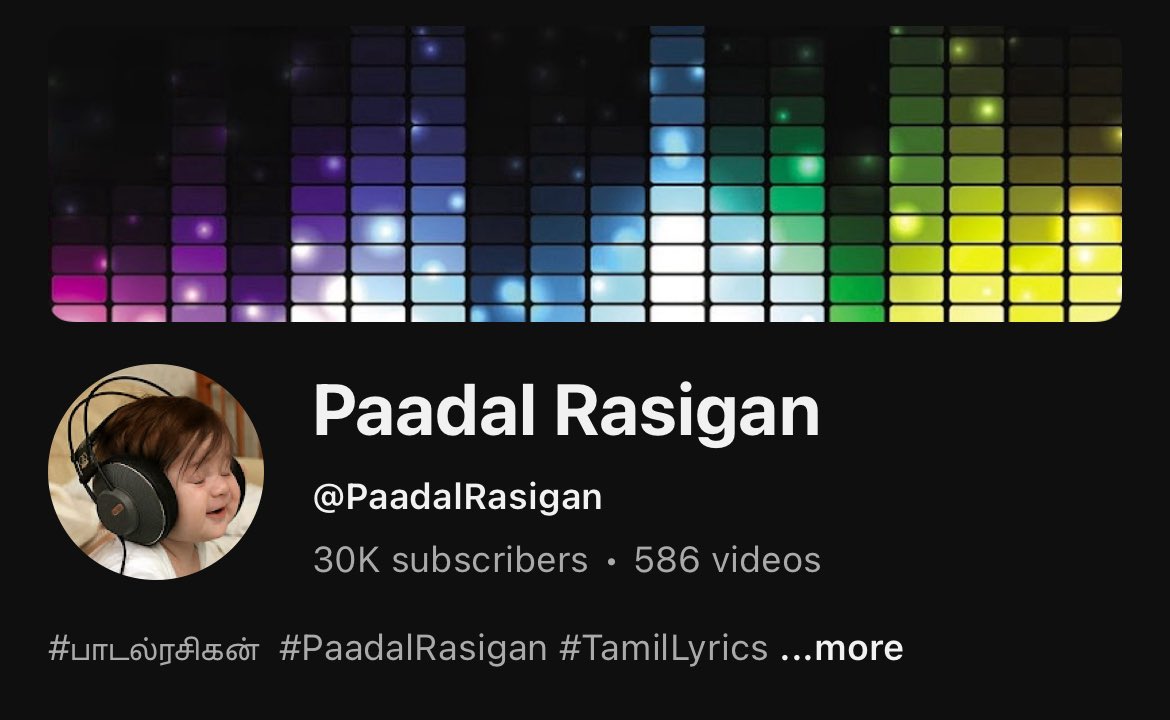 Today marks a very special day 
#paadalrasigan reached 30k subscribers with absolutely no paid promotions or revenue
What started as a hobby in 2012 developed into an addiction to deliver quality song selections and accurate lyrics as much as possible 
1/n