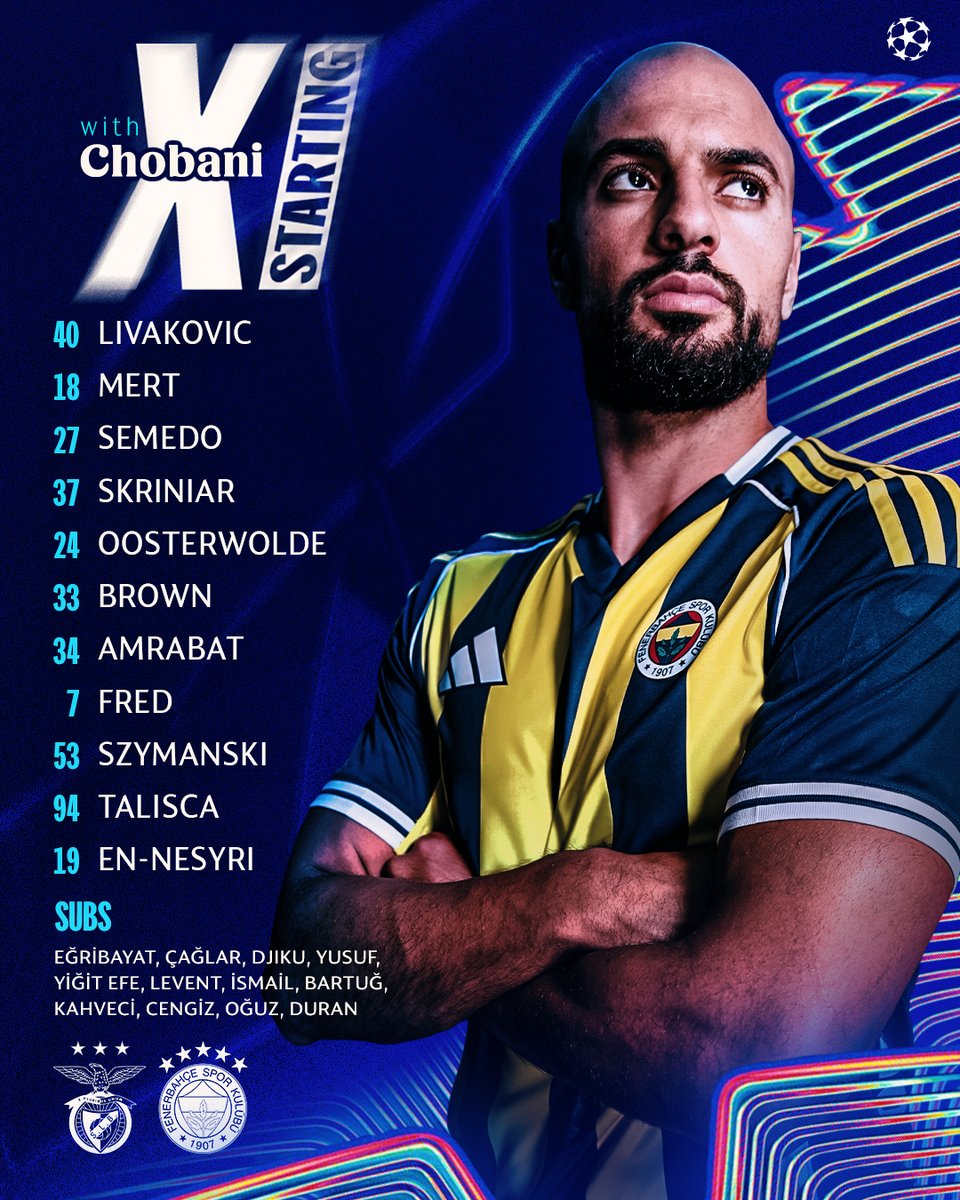 Benfica maçı ilk 11'imiz belli oldu. 

#SLBvFB #UCL
