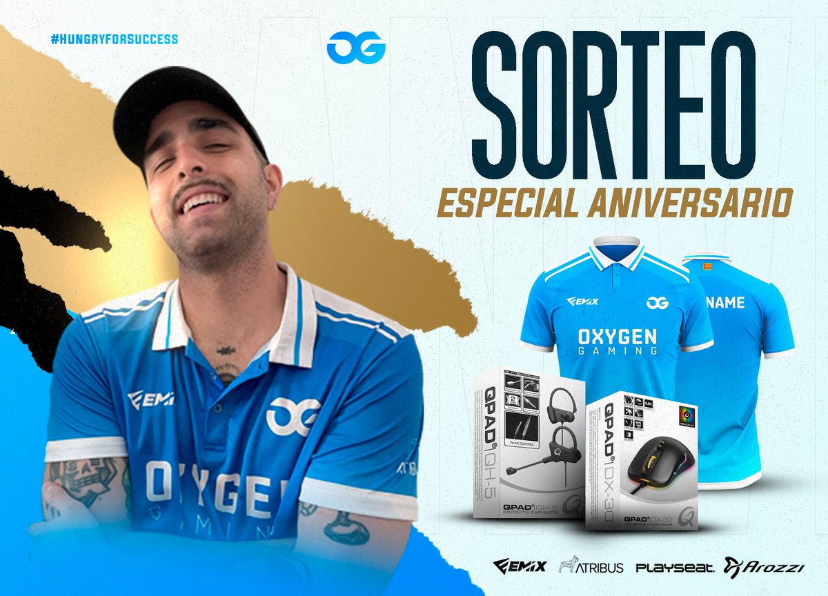 🔵¡Os traigo un sorteo especial por el aniversario de Oxygen! 💙

👕 x1 Camiseta del club
🎧 x1 Cascos de Qpad
🖱️ x1 Ratón de Qpad

📍Requisitos:

🔄 Dar RT a la publicación
✅ Seguir a <a href="/dang3rclips/">DANG3R🟡</a> y <a href="/GamingOxygen/">Oxygen Gaming</a>
📢 Mencionar a dos amigos

Válido hasta el 5 de septiembre 🍀