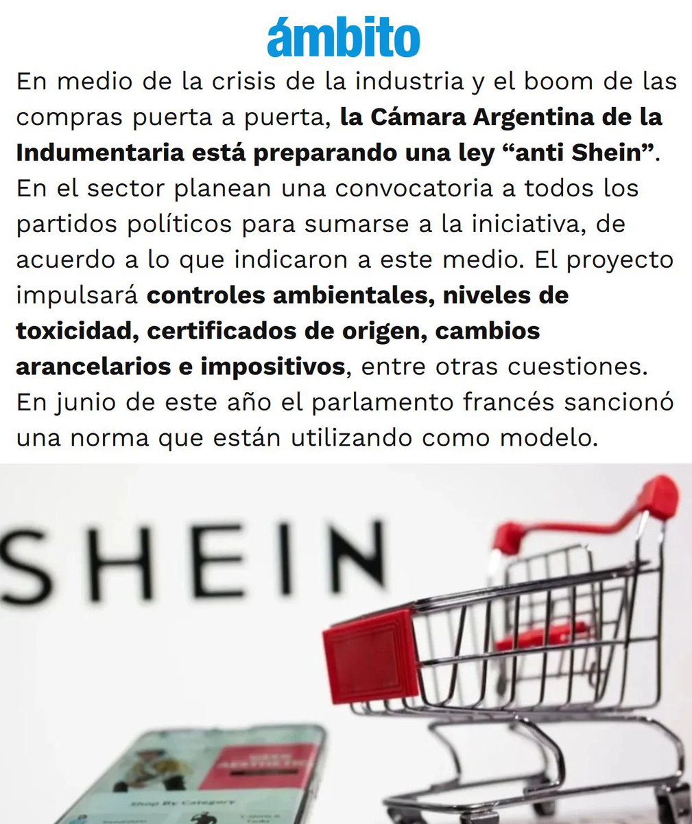 porquetendencia's tweet photo. "Shein":
Por el proyecto de ley que está elaborando la Cámara Argentina de la Indumentaria https://t.co/Dvg56U12Kx