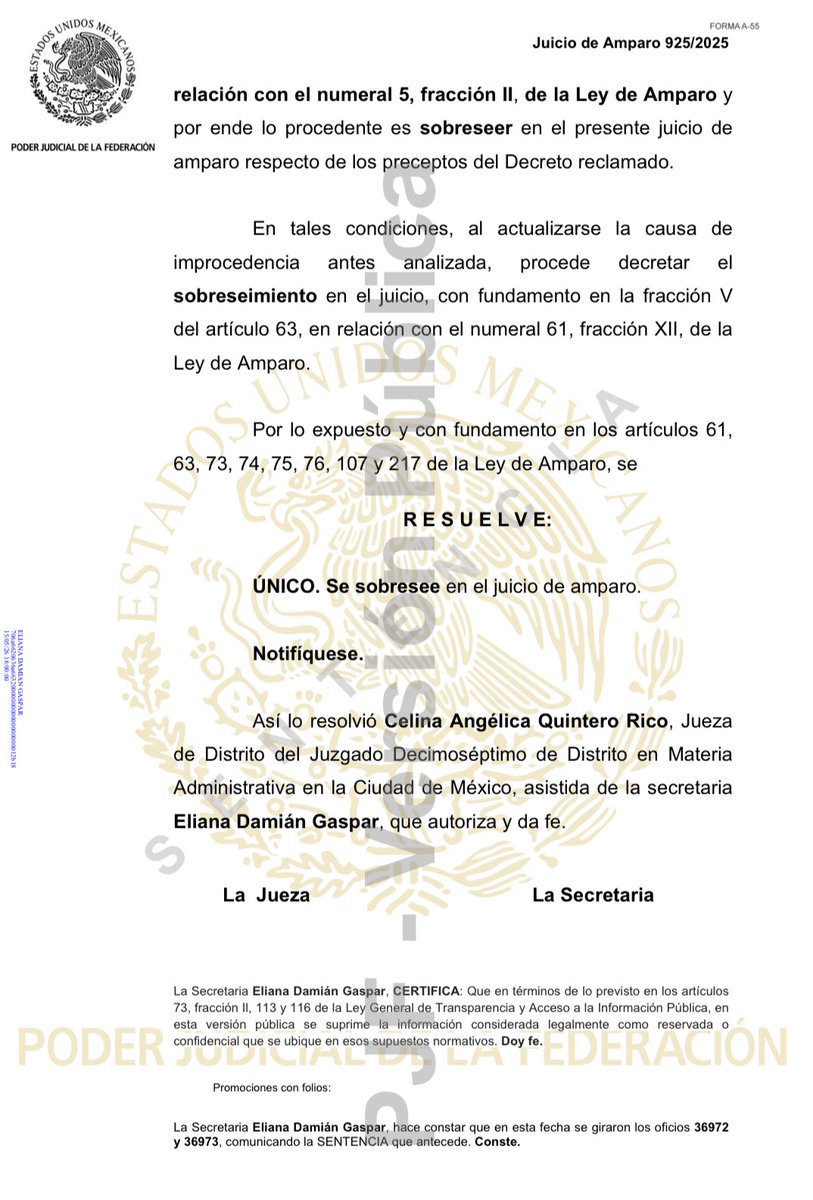 Los taurinos ya perdieron su segundo amparo sobre la nueva ley que prohíbe espectáculos taurinos con sangre.

El amparo 925/2025 del Juzgado Décimo Séptimo en Materia Administrativa presentado por Isaac Fonseca fue sobreseído el día de ayer.

Seguramente apelará ante Tribunales