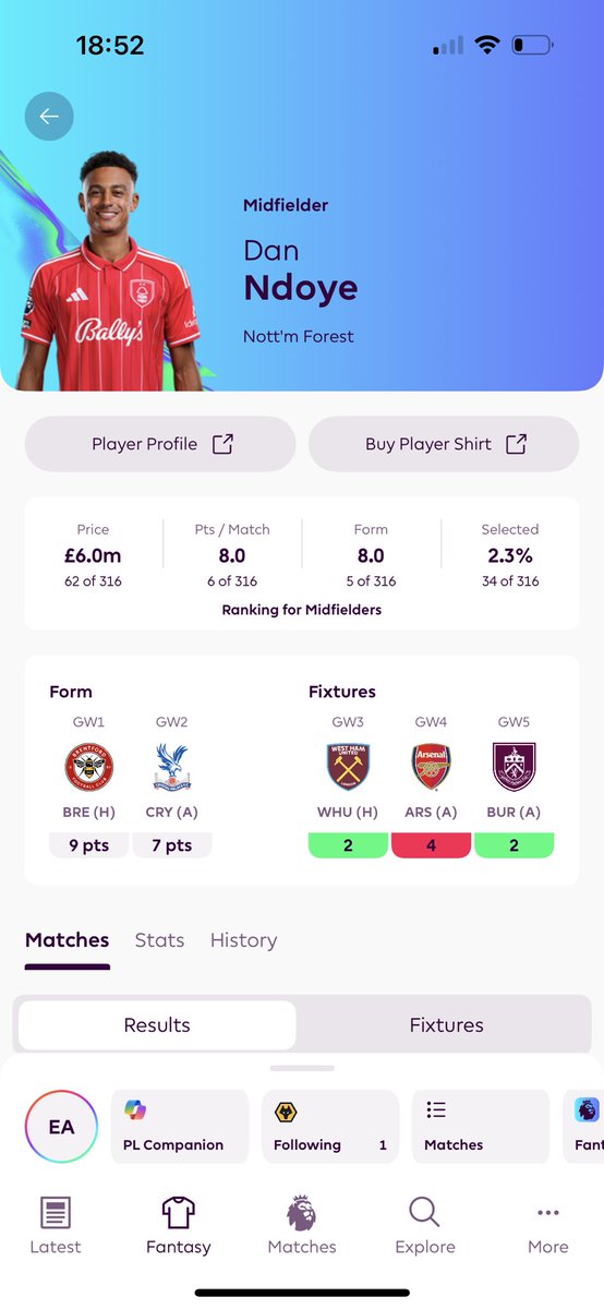 LovingFantasy__'s tweet image. Big differential for the next 4 weeks. 2.3% owned and 3 out of the 4 fixtures are amazing considering him for wirtz right now! #FPL #fpltips #FPLcommunity