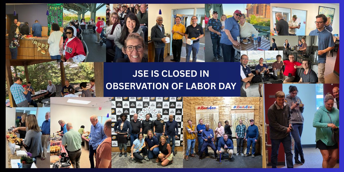 Janssen & Spaans Engineering (@jse_inc_) on Twitter photo Happy Labor Day!!!
We're out of the office today, but you can still connect with us!
InMail us or visit us at jsengr.com ! 
#TeamJSE #LaborDay #CivilEngineering Happy Labor Day!!!
We're out of the office today, but you can still connect with us!
InMail us or visit us at jsengr.com ! 
#TeamJSE #LaborDay #CivilEngineering