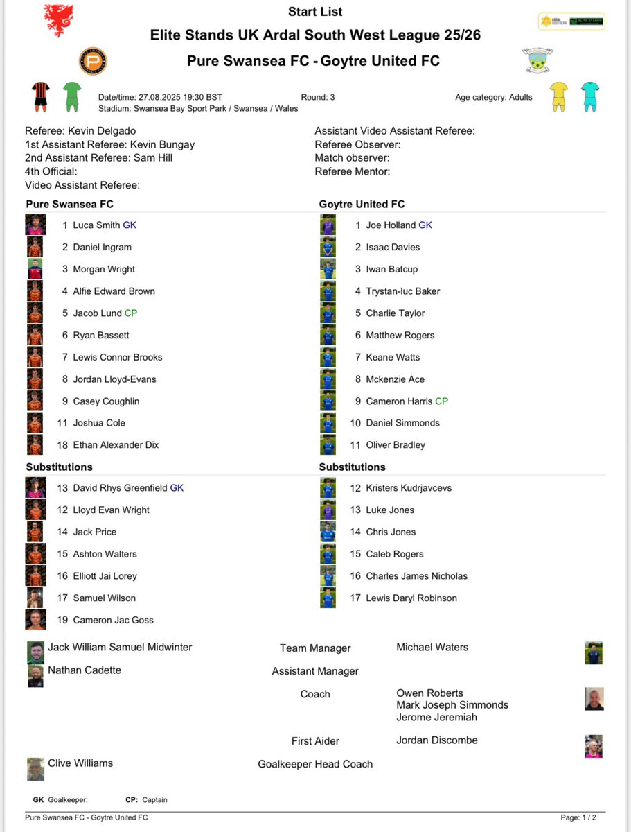 Here’s how both teams line up for tonight’s fixture. 

We’re underway in 30 minutes.
#UppaGoyt!