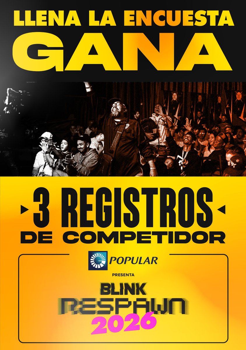 🎮 ¡Tu voz cuenta!
Participa en la Encuesta Gamer y gana 1 de los 3 registros de competidor GRATIS para tu juego en Blink Respawn 2026. 🔥

👉 Llénala aquí: docs.google.com/forms/d/e/1FAI…