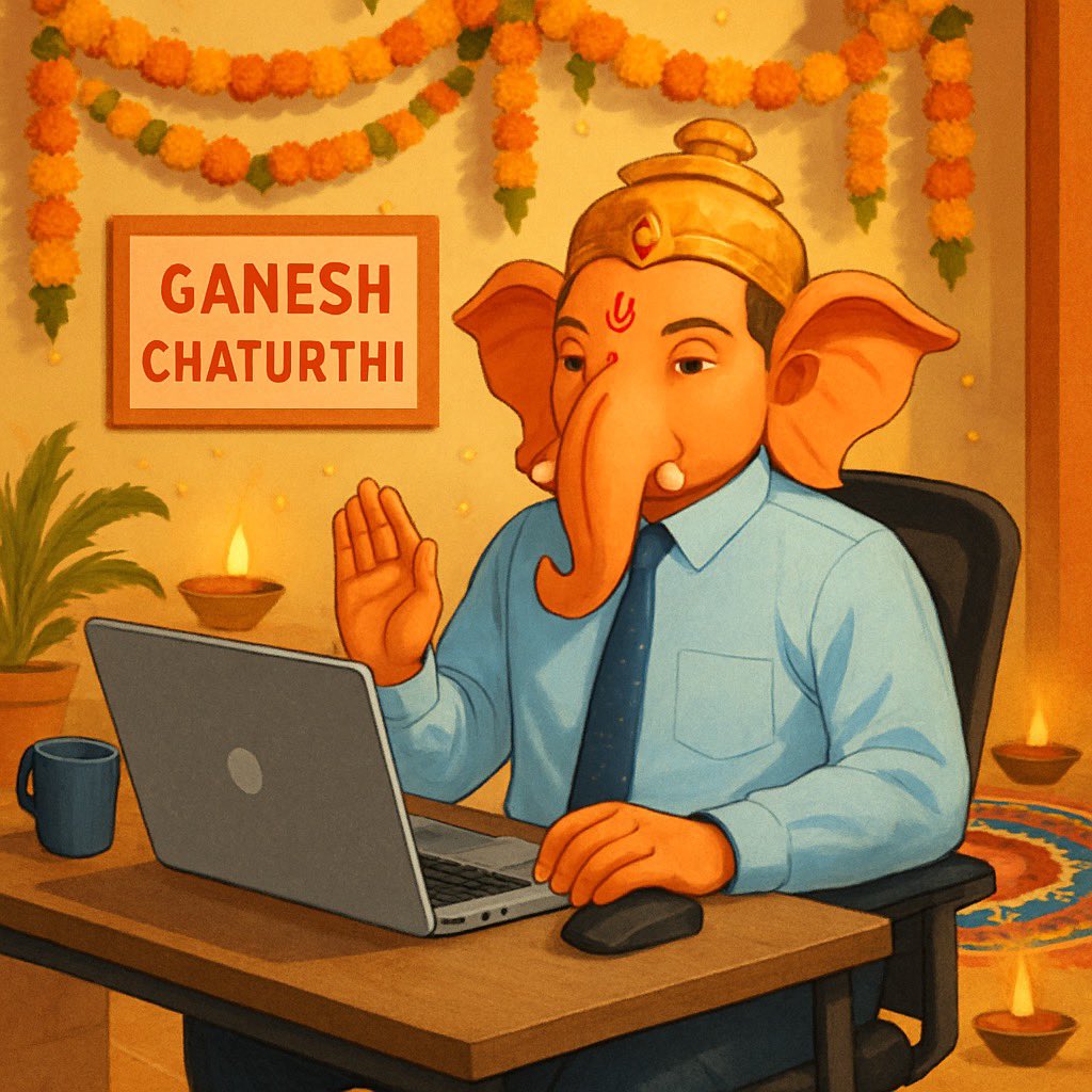 Even Bappa knows… WFH > Office 😄🙏
Wishing you all a joyful and blessed #GaneshChaturthi2025