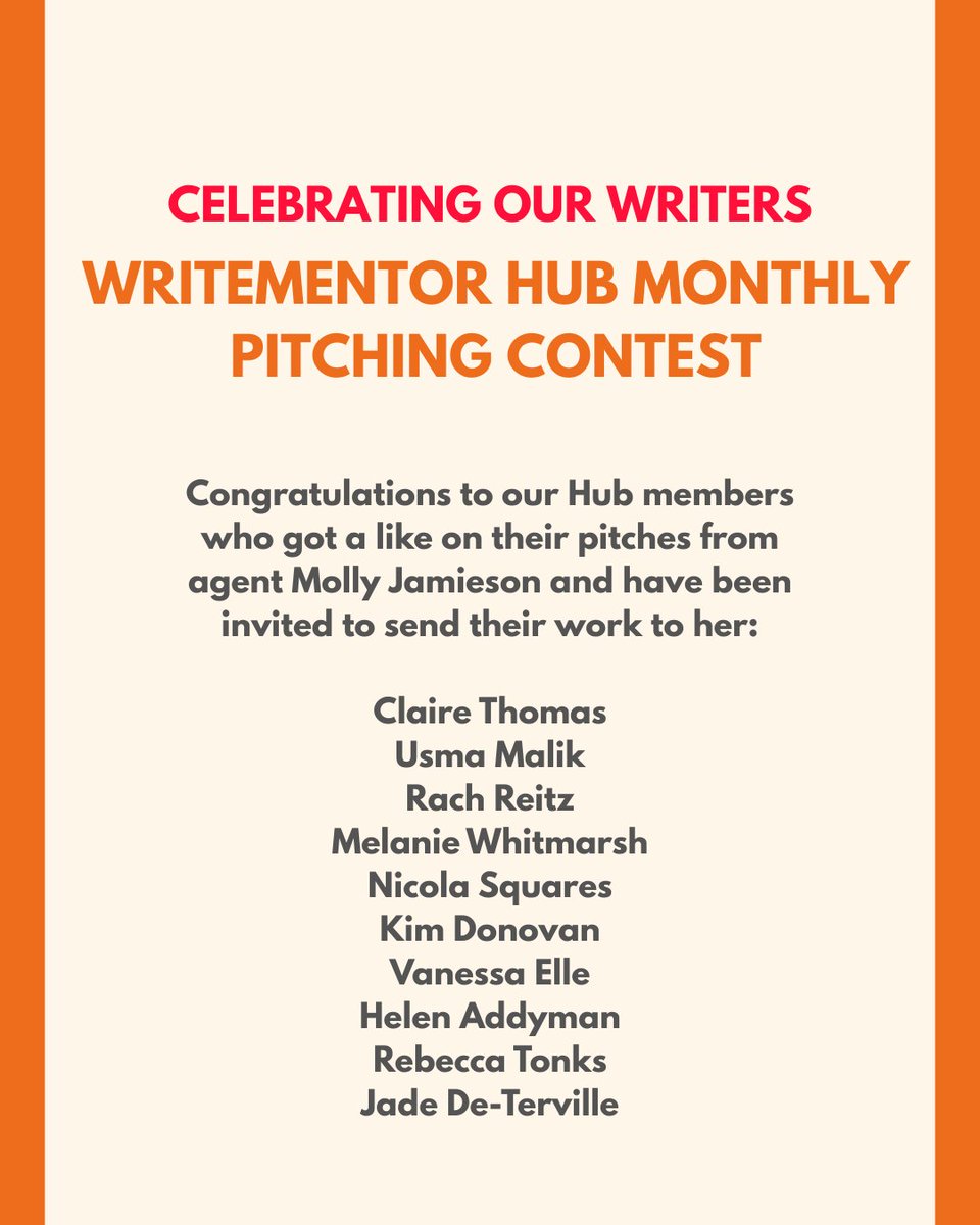 writementor's tweet image. We run our pitching contest over on the Hub every month with different agents each time, so if you want to pitch your book in a supportive and welcoming space, join the Hub today ↪️ bit.ly/4bUFGZt