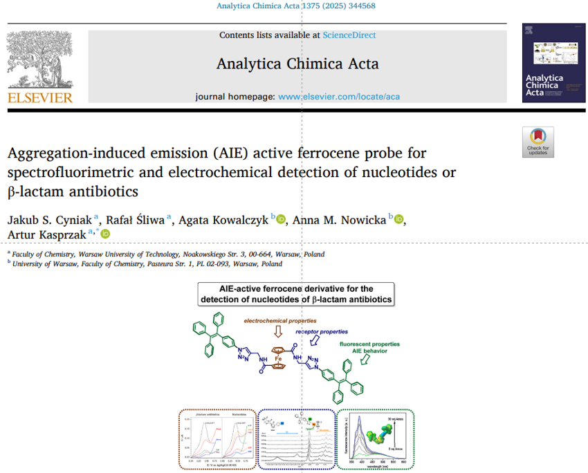 Artur Kasprzak (@kasprzak_wut) on Twitter photo More great news this summer! 🎉 Our article with <a href="/ChemistryUW/">ChemistryUW</a> on an ferrocene-based #receptor for antibiotics and nucleotides has been accepted in Anal. Chim. Acta by <a href="/ElsevierChemist/">Analytical Chemistry</a>🥳 Big congrats to <a href="/Jakub_Cnk/">Jakub Cyniak</a> and Rafał!
sciencedirect.com/science/articl…
<a href="/wch_pw/">Wydział Chemiczny PW</a> <a href="/wch_pw/">Wydział Chemiczny PW</a> <a href="/NCN_PL/">Narodowe Centrum Nauki</a> #IDUB More great news this summer! 🎉 Our article with <a href="/ChemistryUW/">ChemistryUW</a> on an ferrocene-based #receptor for antibiotics and nucleotides has been accepted in Anal. Chim. Acta by <a href="/ElsevierChemist/">Analytical Chemistry</a>🥳 Big congrats to <a href="/Jakub_Cnk/">Jakub Cyniak</a> and Rafał!
sciencedirect.com/science/articl…
<a href="/wch_pw/">Wydział Chemiczny PW</a> <a href="/wch_pw/">Wydział Chemiczny PW</a> <a href="/NCN_PL/">Narodowe Centrum Nauki</a> #IDUB