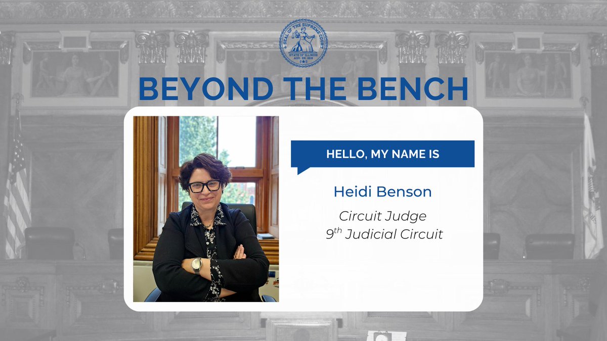 illinoiscourts's tweet photo. Beyond the Bench is a monthly feature to get to know more about judges and justices in the Illinois Courts, beyond their legal duties. This month features Circuit Judge Heidi Benson of the 9th Judicial Circuit. https://t.co/GOK1c6vTGu #BeyondTheBenchIL https://t.co/SzFbuKeg44