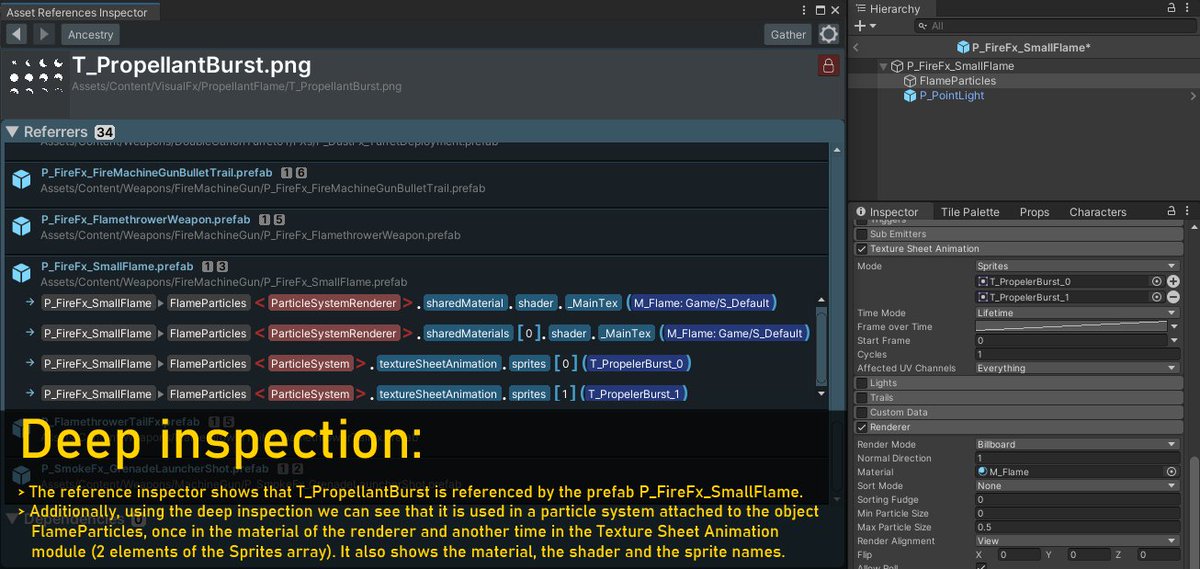 JailbrokenGame's tweet image. 🚀Asset References Inspector 1.1.0 is here!
🔍Introducing &quot;Deep Inspection&quot;
It was not enough to know who references an asset; now you can find out its path in the hierarchy, in which component, field, shading parameter... the references are stored. Link below:
#unity3d #gamedev